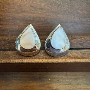 Vintage Boma Sterling Silver & Mother of Pearl Clip on Earrings